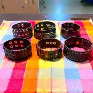 Lot of 6 Leather Cuff Style Adjustable Bracelets🔥🔥